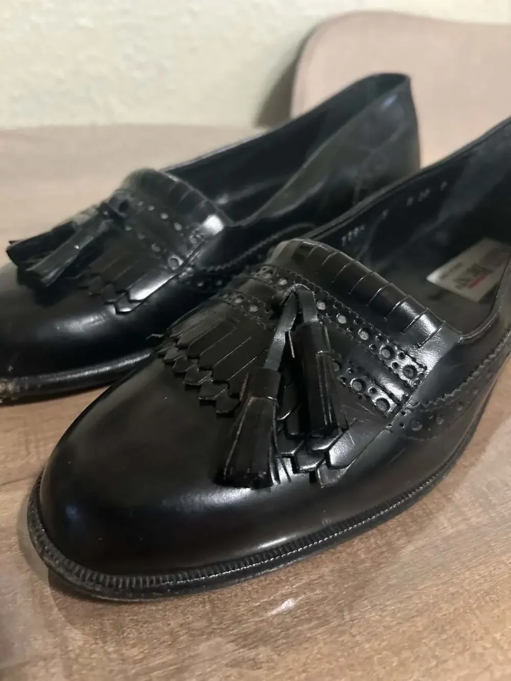Mario Bruni Men's Black Leather Tassel Kiltie Loafers